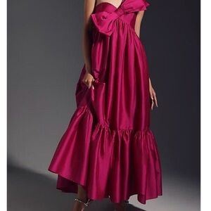 ATSU/ Anthropologie Elegant Magenta Bow Dress